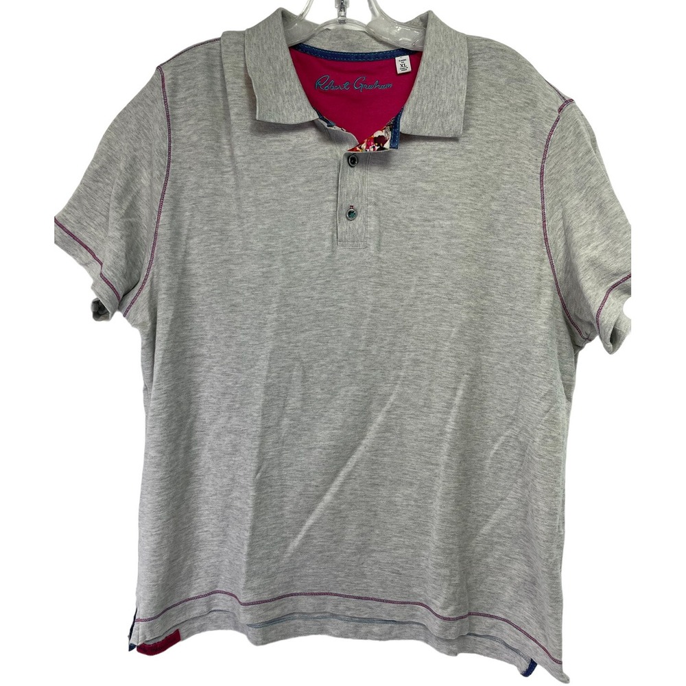Robert Graham Mens XL Classic Fit Grey Golf Polo Shirt (B27) EUC
